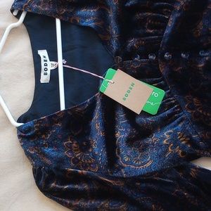 NWT Boden Elise Navy Velvet MIDI Dress